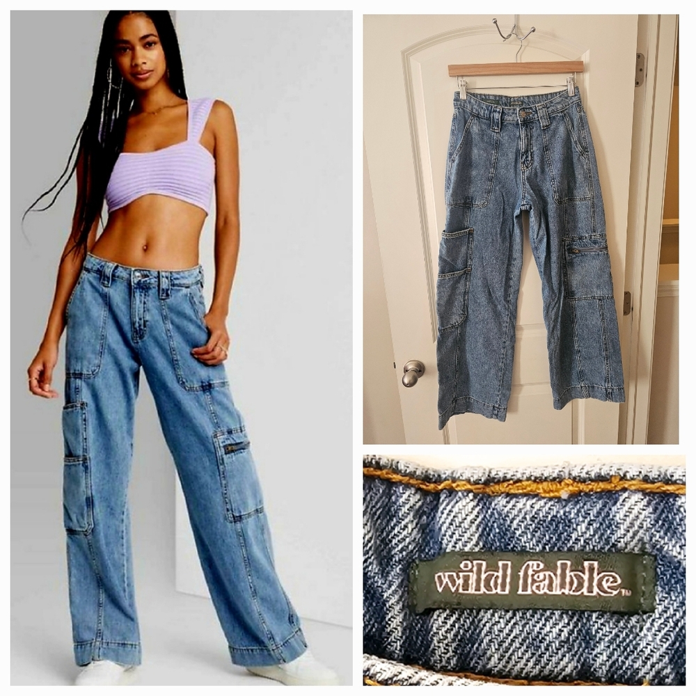 Wide Leg Baggy Cargo Jean